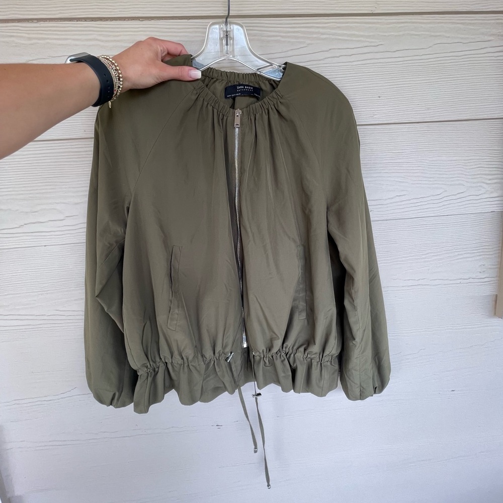 Zara olive green, blazer style coat